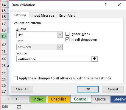 Data Validation Dialog Changes to Edit Mode
