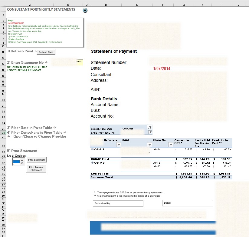 shot of Pivot Table report example